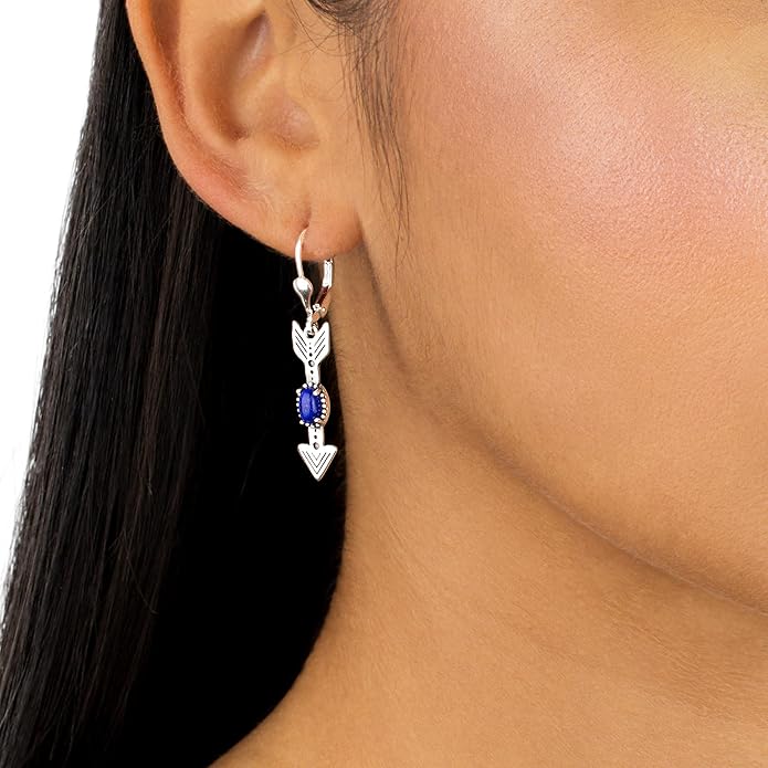 American West Jewelry Sterling Gemstone Arrow Leverback Earrings