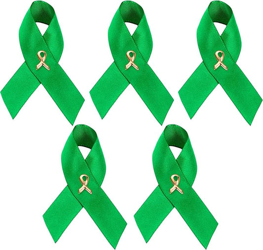 Green Ribbon Awareness Pins - Wholesale Pack Pins for Cerebral Palsy, Glaucoma, Mental Health, Bipolar Disorder, Organ Donation, Liver Cancer- Perfect for Gift-Giving and Fundraising