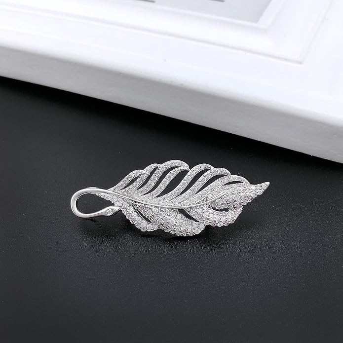 YOQUCOL Cubic Zirconia Crystal Rhinestone Wedding Brooch Pin for Women Brides Jewelry