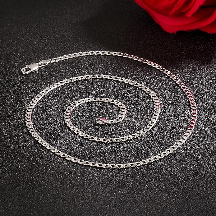 Dankadi Men 925 Sterling Silver Necklace 3-4-5MM Italy Diamond Cut Cuban Link Chain 16 "17" 18 "19" 20 "22" 24 "26" 28 "30" Fine Jewelry Gifts For Women