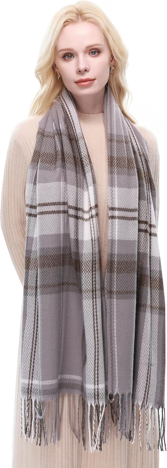 RIIQIICHY Plaid Scarf for Women Fall Winter Pashmina Scarves Wraps for Cold Weather Warm Large