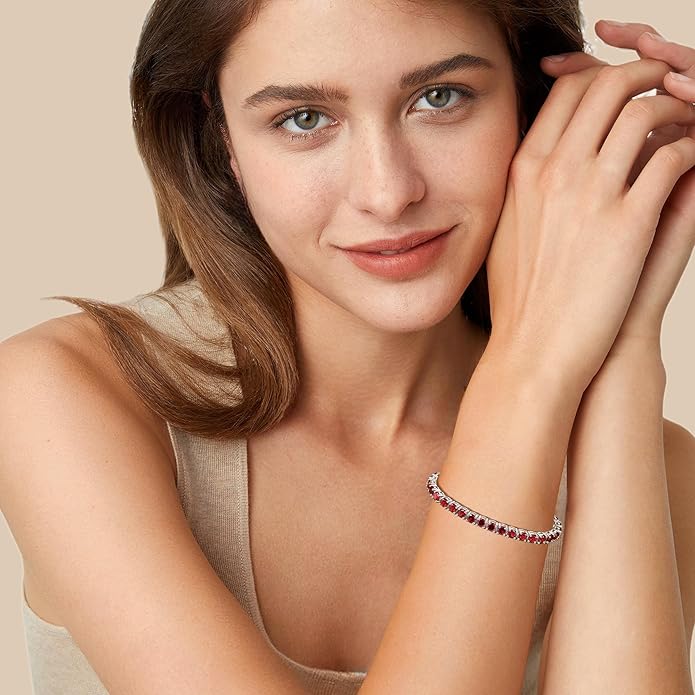 FANCIME Birthstone Bracelet Jewelry for Women Sterling Silver Tennis Bracelet Classic Bolo Adjustable Chain Fine Jewelry Anniversary Birthday Gifts for Women Mom Wife Her
