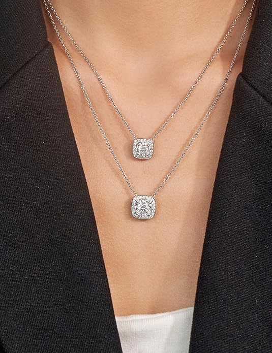 IMOLOVE Moissanite Solitaire Pendant Necklaces for Women Sterling Silver with 18K White Gold Plated 1-3 Carat D Color VVS1 Clarity Mossanite Jewelry for Women