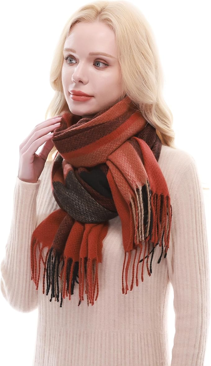 RIIQIICHY Plaid Scarf for Women Fall Winter Pashmina Scarves Wraps for Cold Weather Warm Large