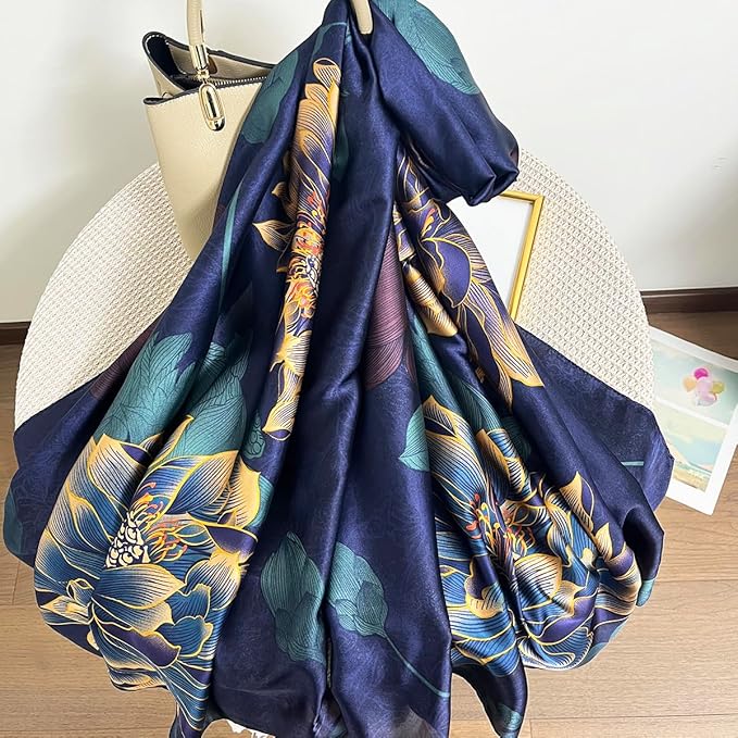 Long Silk Like Scarf Lightweight Satin Scarves Large Sunscreen Shawl Wrap for Women