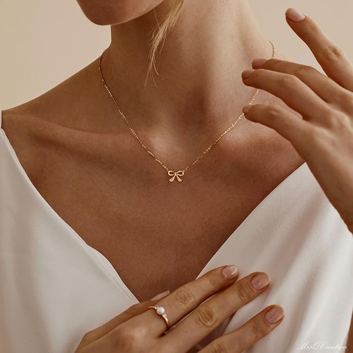 Gold Necklace for Women-14K Gold Plated Bow,Dragon,Shell, Palm Tree, Seahorse, Conch Shell,Sardines, Cowboy Boot,Bat,Bunny Pendant Beachy Jewelry for Women Gifts