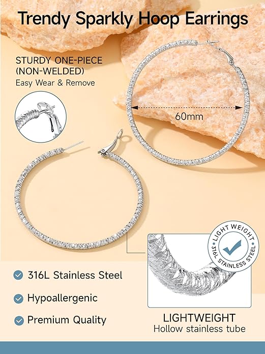 PROSTEEL 30/40/60/80/100mm Chunky Hoop Earrings For Women Gold Plated/Black Stainless Steel Hoops Earrings Statement Jewelry