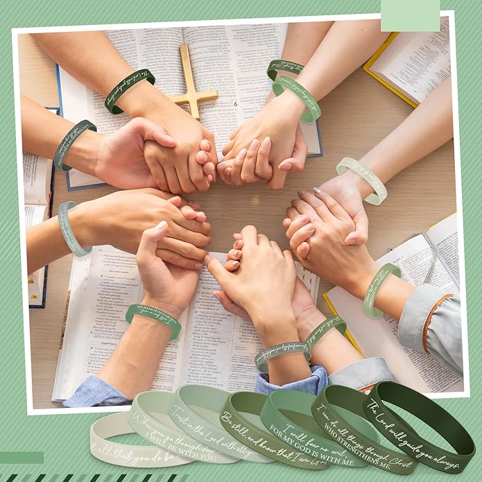 Ecation Bible Verses Bracelets Bulk Scripture Silicone Wristbands Inspirational Motivational Quote Rubber Wristbands Christian Bracelets for Easter Carnival Party Favors