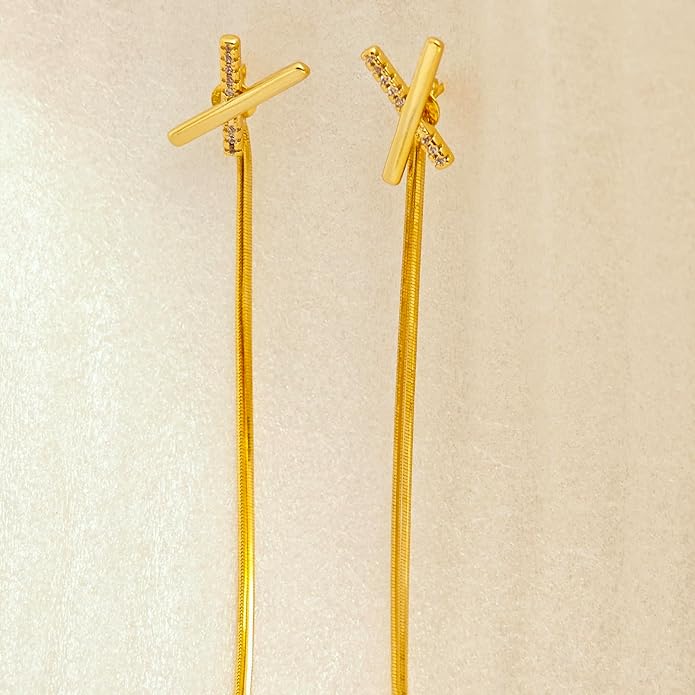 Gold Earrings for Women Trendy, Simple Dainty 14K Gold Plated Paperclip Square Chain Link Dangle Hoops Earrings Pin Stud Huggie Earrings Lightweight Hypoallergenic Minimalist Aesthetic Gold Jewelry for Christmas Gifts