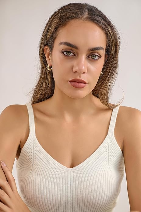 14K Gold & Rose Gold Hoop Earrings for Women, Chunky Huggie Half Hoops Earrings, Hypoallergenic Non Tarnish Cubic Zirconia Trendy Minimalist Everyday Jewelry Gift