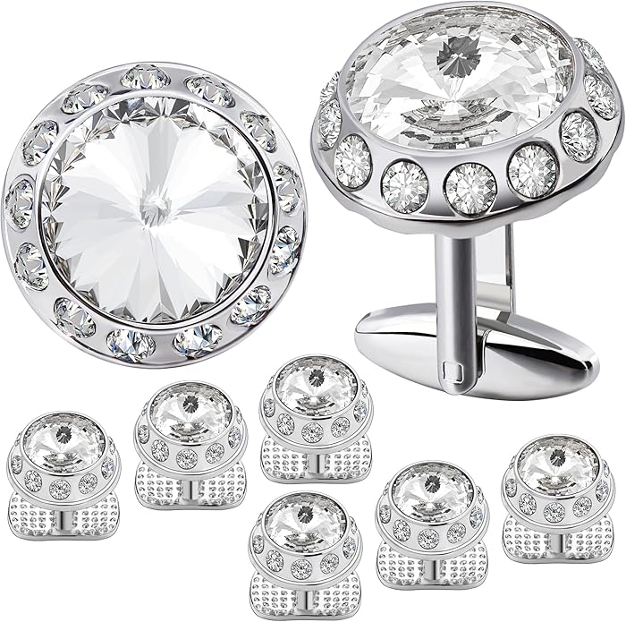HAWSON Birthstone Tuxedo Studs and Cufflinks Set for Men's Suit Tuxedo Formal Dress Shirt Wedding Business Party Accessories