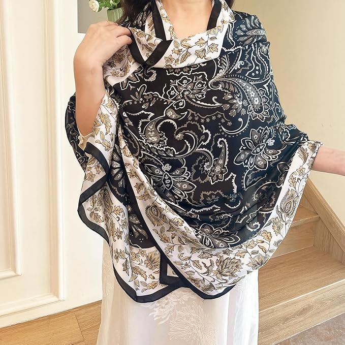 Long Silk Like Scarf Lightweight Satin Scarves Large Sunscreen Shawl Wrap for Women