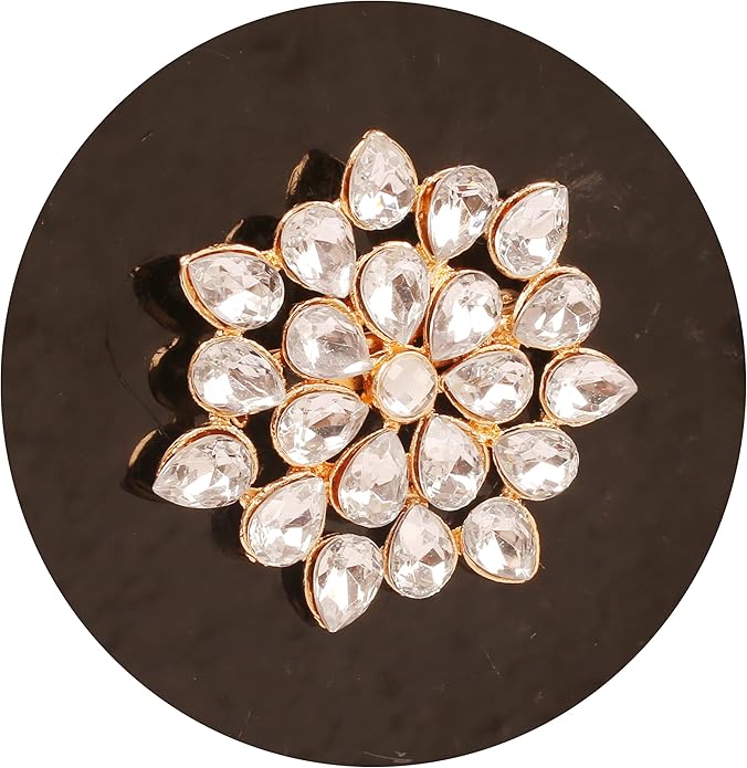 Touchstone Indian Bollywood Handcrafted Designer Jewelry Brooch Lapel Pin in Gold Or Silver Tone for Women.