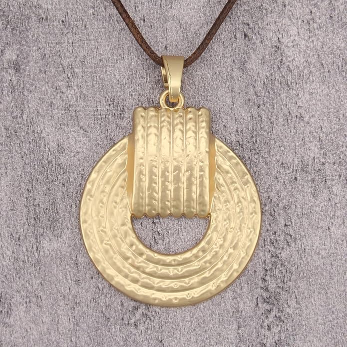 Boho Necklaces for Women Chunky Circle Necklace Layered Boho Circle Leather Choker Necklace Long Vintage Necklaces Bohemian Jewlery Gifts