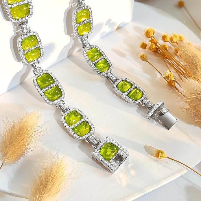 Chunky Necklace for Women 12 Colors Diamond Stone Gold Statement Necklace for Women Full Trendy Blue Birthstone Choker Necklace for Women Square Design Necklace Jewelry