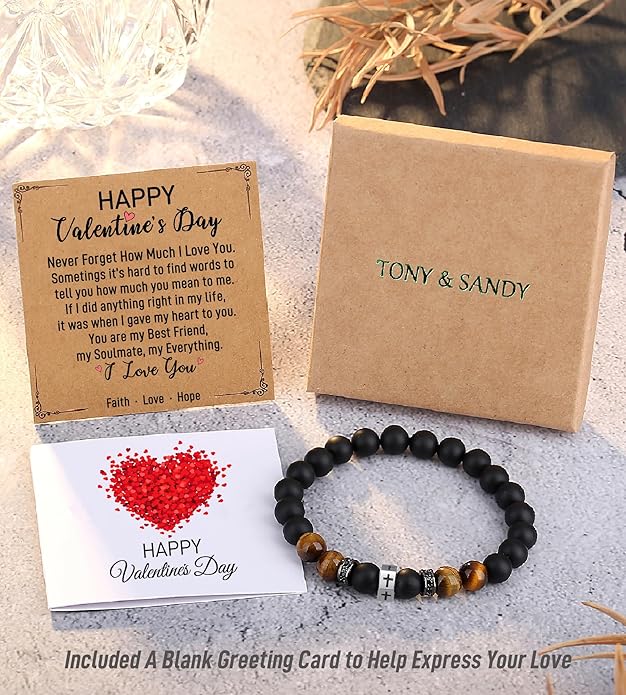 TONY & SANDY Cross Bracelet Men Cool Valentines Day Gifts for Him Teen Boys Son Grandson Nephew, Birthday Easter Christmas Gifts for Teen Boys Adults Men
