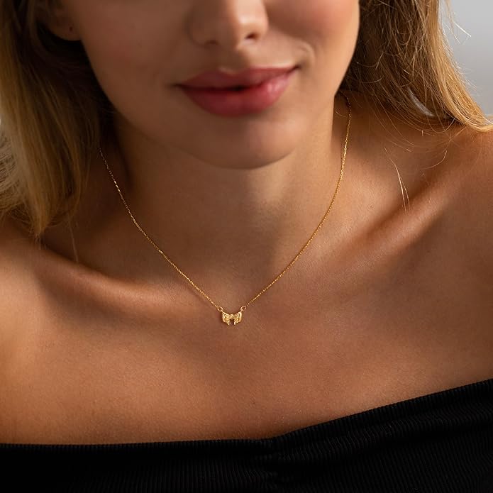 Gold Necklace for Women-14K Gold Plated Bow,Dragon,Shell, Palm Tree, Seahorse, Conch Shell,Sardines, Cowboy Boot,Bat,Bunny Pendant Beachy Jewelry for Women Gifts