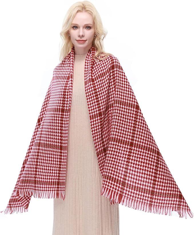 RIIQIICHY Plaid Scarf for Women Fall Winter Pashmina Scarves Wraps for Cold Weather Warm Large