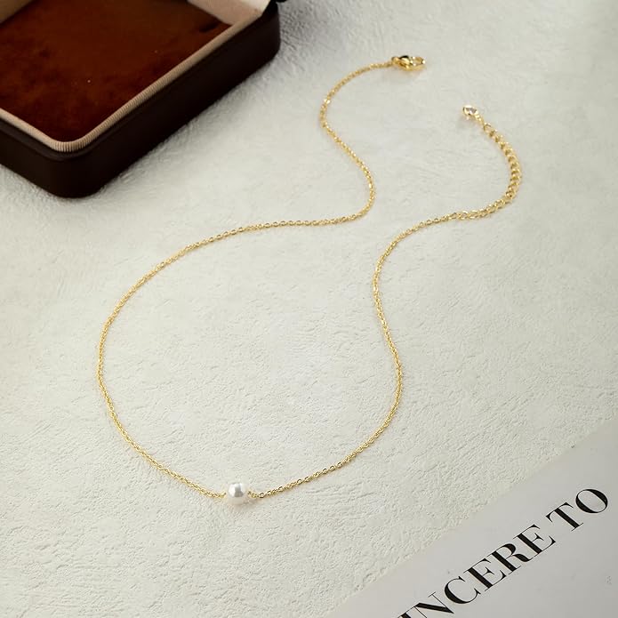 Charm Necklaces for Women,14k Gold Plated Waterproof Dainty Choker Necklace Summer Seashell Pearl Beach Cute Necklaces Set Fashion Jewelry Gift