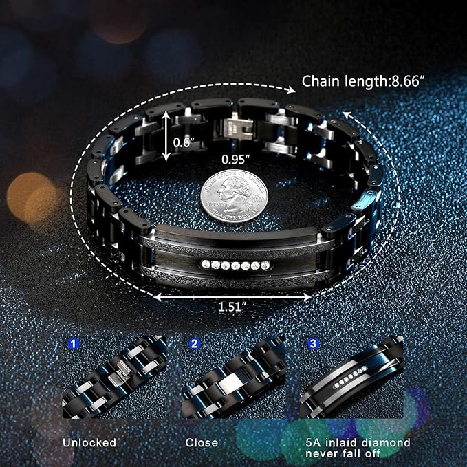 Men's Bracelet Two-Color Diamond Hip-hop Jewelry Gift Birthday Jewelry Gift Husband Boyfriend