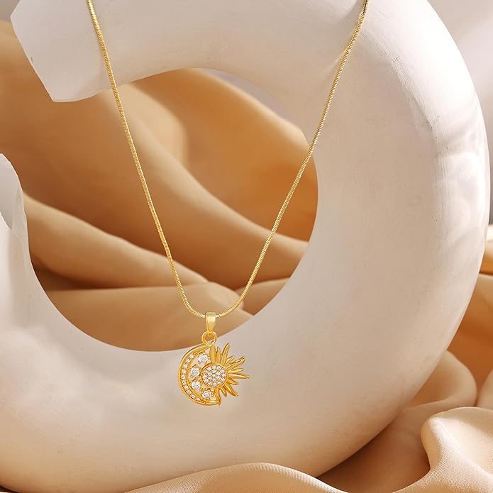 CHESKY Layered Necklaces for Women Trendy, Dainty 14k Gold Plated Pendant Necklace Layering Necklace for Women Non Tarnish Hypoallergenic Sun Gold Necklace Stack Gold Jewelry for Women Gifts