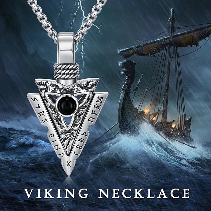 Taioiat viking Pendant Necklace for Men Nordic Celtic 925 Sterling Silver Vintage Mjolnir Jewelry Norse Vikings Gift for Women