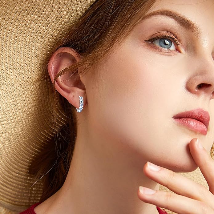 Small Hoop Earrings for Women 925 Sterling Silver Huggie Hoop Opal Earrings Hypoallergenic Earring Jewelry Gifts
