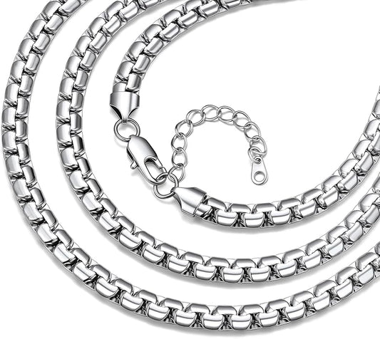 Bestyle 18K Gold Plated/Silver/Black Chain for Men, Hypoallergenic 2/4/6/8mm Stainless Steel Flat Link Chain Necklace for Men & Women Hip Hop Jewelry, 14-30"