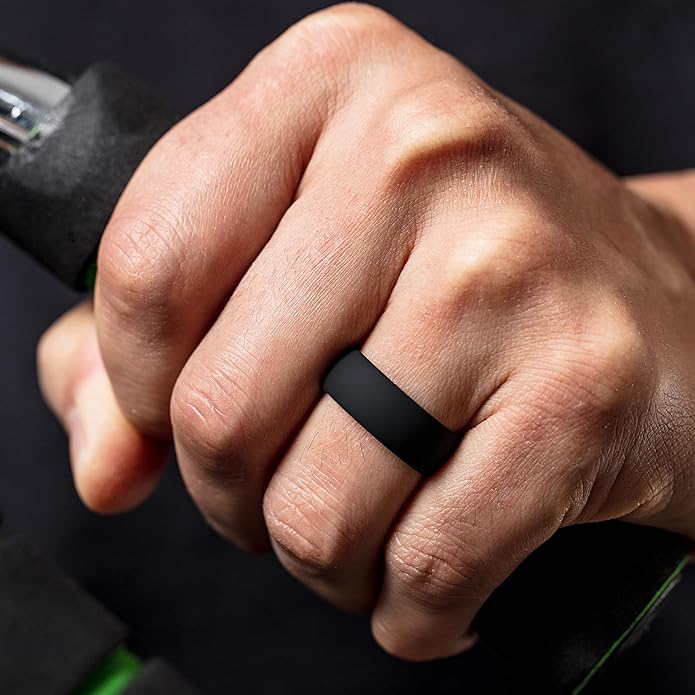 ThunderFit Silicone Rings for Him and Her, Rubber Wedding Engagement Bands Unisex, 1.8mm Thick in 4mm & 8mm Widths