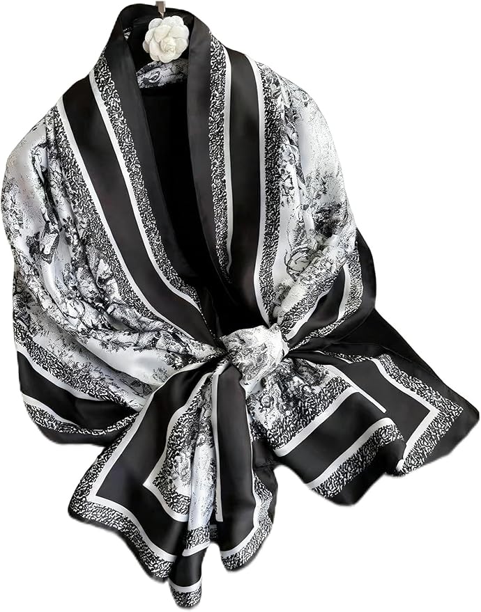 Clysoru Silk Scarf For Women Hair Scarves Lightweight Satin Elegant Shawl Wraps Bufanda Mujer Fashion Accessories 70.8"X35.4"