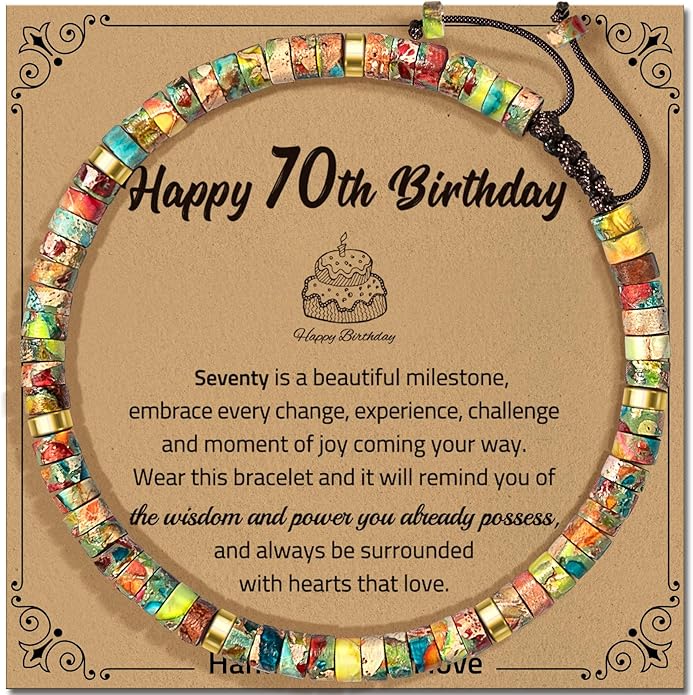 30th 40th 50th 60th 70th 80th Birthday Gifts for Women, Natural Stone Bracelet Birthday Gifts for Mom Daughter Grandma Sister Friends Coworker