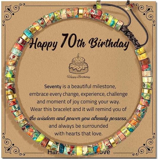 30th 40th 50th 60th 70th 80th Birthday Gifts for Women, Natural Stone Bracelet Birthday Gifts for Mom Daughter Grandma Sister Friends Coworker