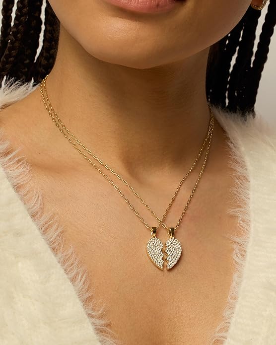 PAVOI 14K Gold Plated Cubic Zirconia Heart Necklace | Cute Dainty Love Pendant Necklaces for Women