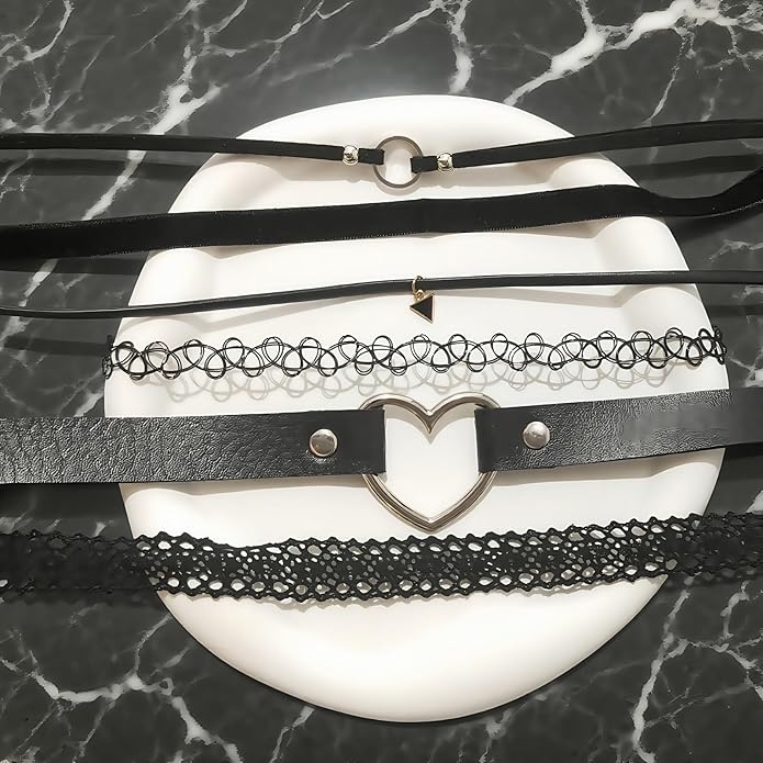Gothic Choker Necklace for Women 6pcs Black Lace Chokers Set Punk Goth Jewelry Clothes Accessories