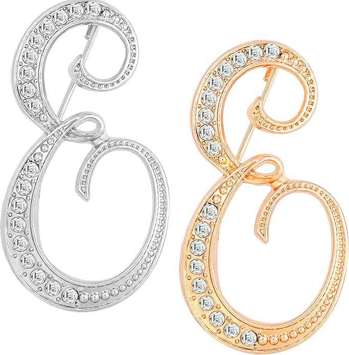 HAFILO 2 pieces initial letter brooch pin for women 26 letters fashion brooches collar pins for clothes Dress hat bulk