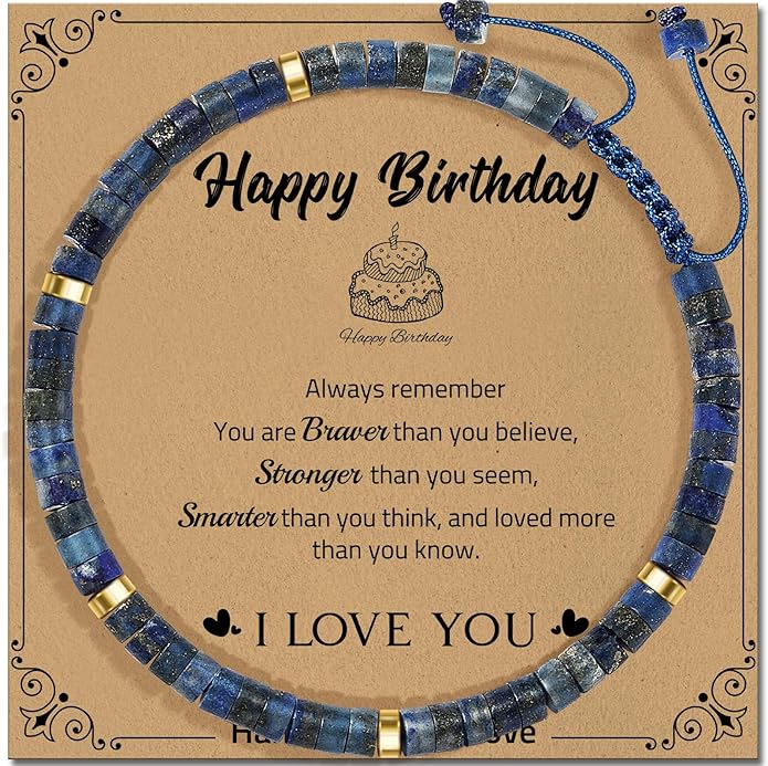 30th 40th 50th 60th 70th 80th Birthday Gifts for Women, Natural Stone Bracelet Birthday Gifts for Mom Daughter Grandma Sister Friends Coworker