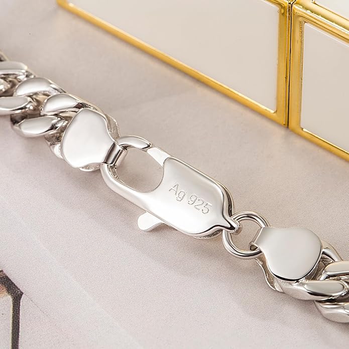 Dankadi Fashion 925 Sterling Silver Solid Miami Cuban Link Chain Necklace 8MM & 12MM- Curb Cuban Thick Big Link Choker For Men 20 "22" 24 "26" 28" Fine Jewelry