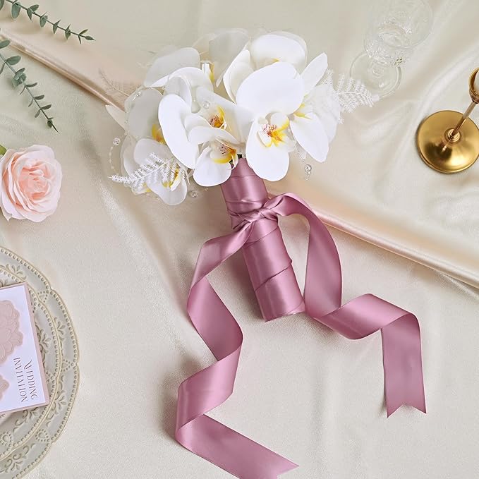 LEEQE Double Face Rose Mauve Satin Ribbon 1-1/2 inch X 50 Yards Polyester Rose Mauve Ribbon for Gift Wrapping Very Suitable for Weddings Party Hair Bow Invitation Decorations and More