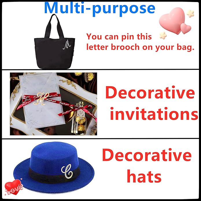 HAFILO 2 pieces initial letter brooch pin for women 26 letters fashion brooches collar pins for clothes Dress hat bulk
