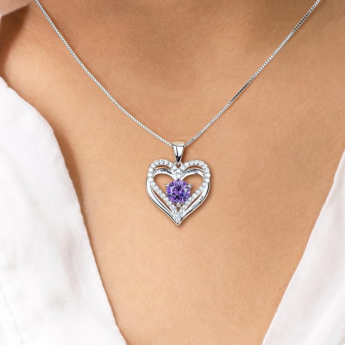 Kuschelkatze Entwined Souls Necklace - Sterling Silver Double Heart Pendant | Engraved 'I Love You Always and Forever' | Gift for Couples, Anniversary, Wedding