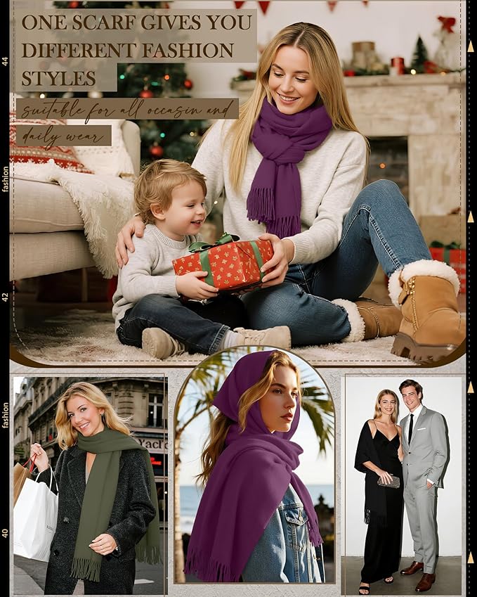 Oakgarden 3 Pack Winter Scarf for Women Pashmina Scarves Shawl Wraps Bridesmaid Gifts for Evening Dresses