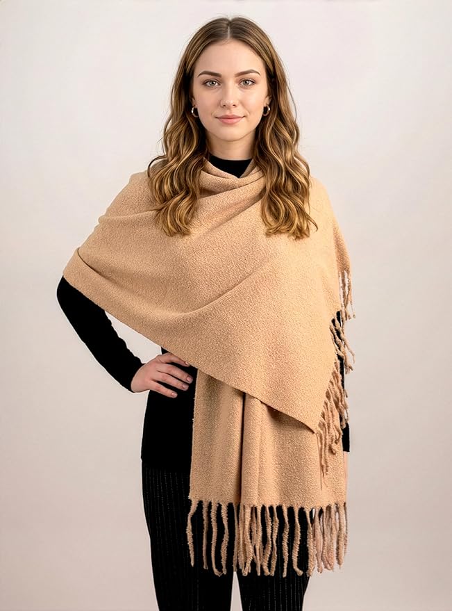Achillea Warm Cashmere-Feel Winter Scarf – Thick Pashmina Shawl Wrap for Cold Weather