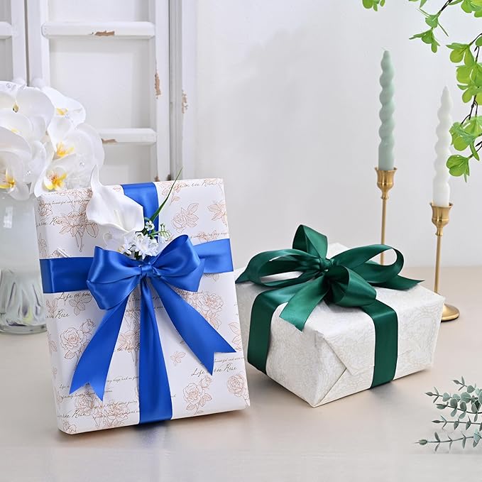 LEEQE Double Face Satin Ribbon 1-1/2 inch X 50 Yards Polyester Royal Blue Ribbon for Gift Wrapping Very Suitable for Weddings Party Hair Bow Invitation Decorations
