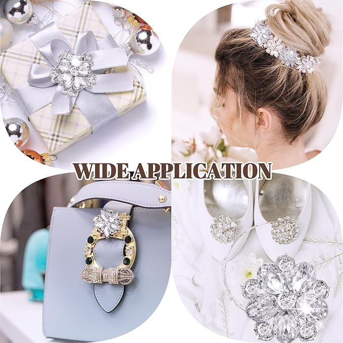 Yhsheen Rhinestone Brooches Bouquet Pins Corsage Crystal Brooch Diamond Pins kits for Wedding Accessories Jewelry Decoration DIY Craft Sewing(Sliver)