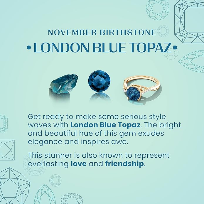 Angara Natural London Blue Topaz Solitaire Pendant for Women | Round Blue Topaz Pendant Necklace in 14K Solid Gold/Silver/Platinum With 18" Chain | December Birthday, Gemstone Jewelry Gift