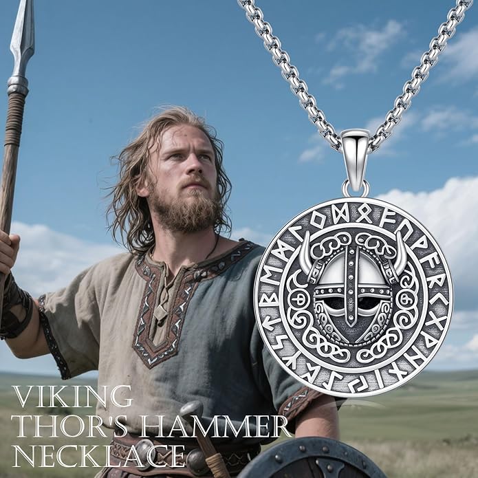 Taioiat viking Pendant Necklace for Men Nordic Celtic 925 Sterling Silver Vintage Mjolnir Jewelry Norse Vikings Gift for Women