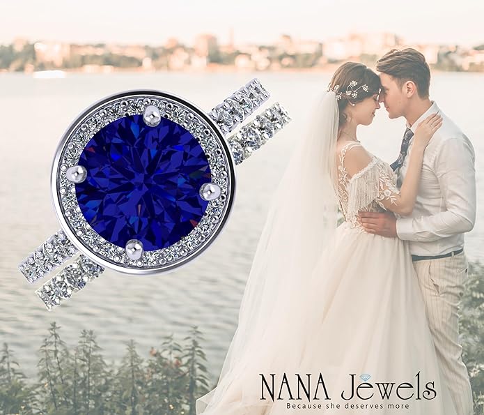 NANA Jewels Sterling Silver Engagement Rings for Women - Choose Simulated Morganite, Citrine, Aquamarine & More