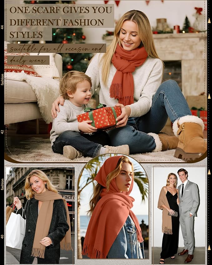 Oakgarden 3 Pack Winter Scarf for Women Pashmina Scarves Shawl Wraps Bridesmaid Gifts for Evening Dresses