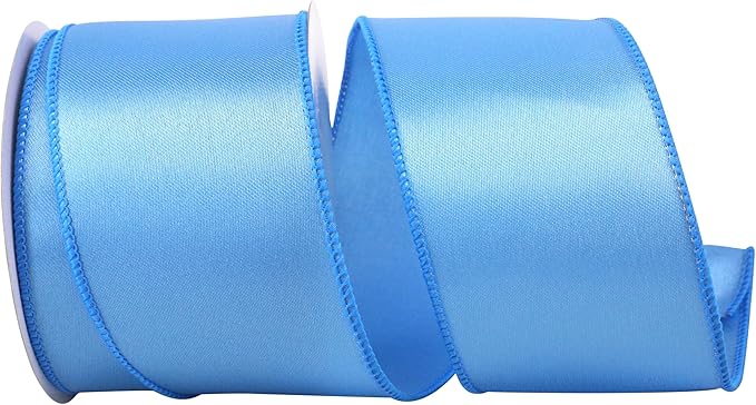 Reliant Ribbon 92575W-052-40F Satin Value Wired Edge Ribbon, 2-1/2 Inch X 10 Yards, Light Blue