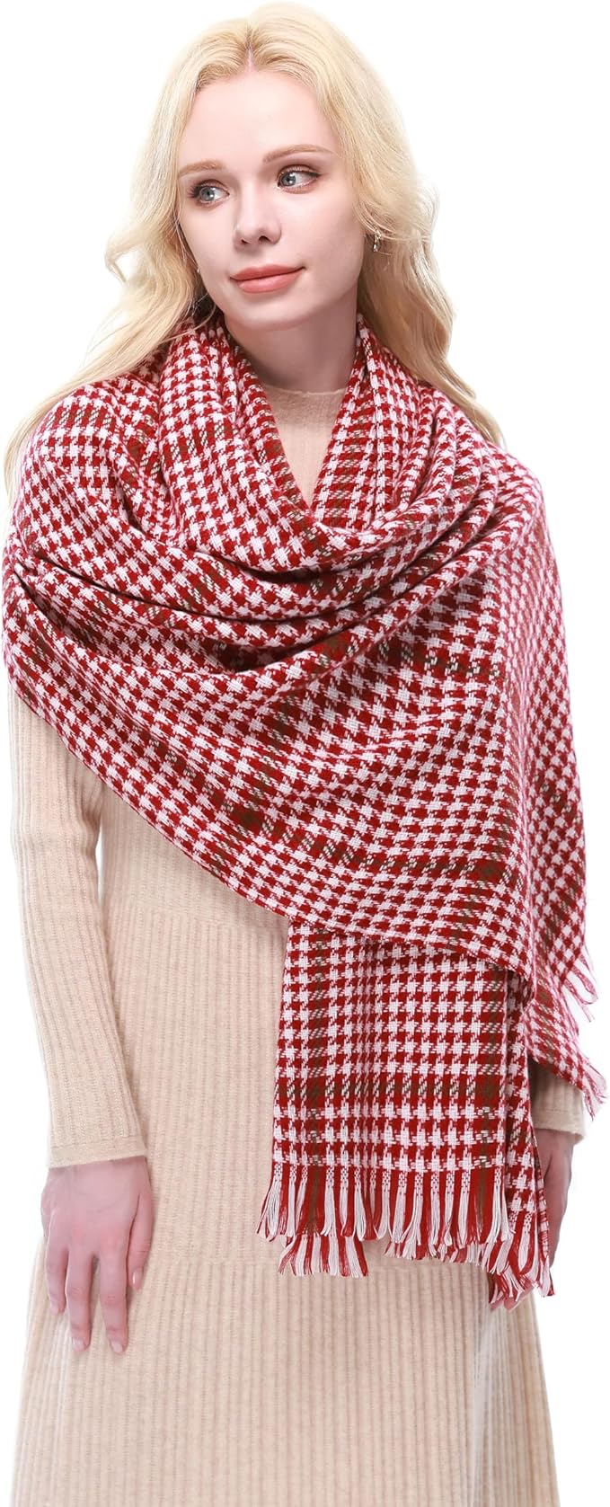 RIIQIICHY Plaid Scarf for Women Fall Winter Pashmina Scarves Wraps for Cold Weather Warm Large
